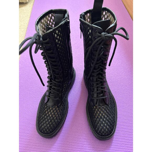 $1287 Jimmy Choo Womens Black Calfskin Ankle Combat Boots Size 36.5 - Picture 2 of 10